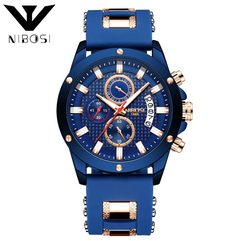 Đồng hồ nam Nibosi 2333 dây thép thiết kế nam tính manh mẽ