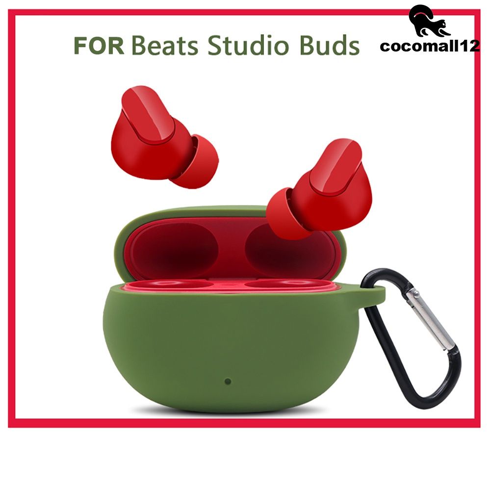 Vỏ bảo vệ hộp sạc tai nghe Beats Studio Bluetooth không dây bằng silicon chống sốc kèm móc tiện dụng