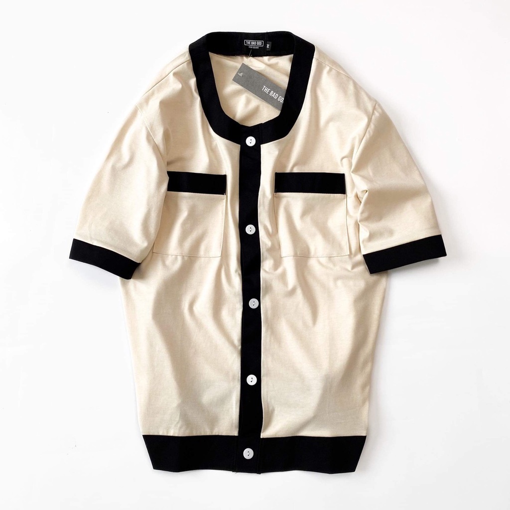 Áo Sơ mi phối be MSW Town , áo cộc tay cài khuy nam nữ thời trang Unisex | BigBuy360 - bigbuy360.vn