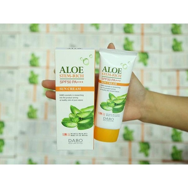 Kem chống nắng lô hội ALOE DABO ALOE STEM RICH SPF 50 PA+++ Hàn quốc 70ml/Hộp trắng da, không nhờn dính