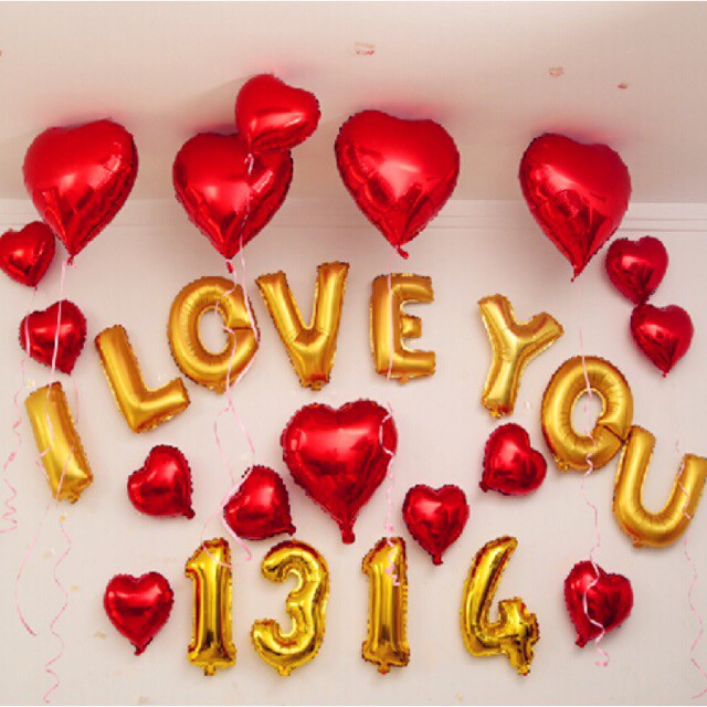 Set bóng I LOVE YOU kèm tim và số 1314- Ms 018