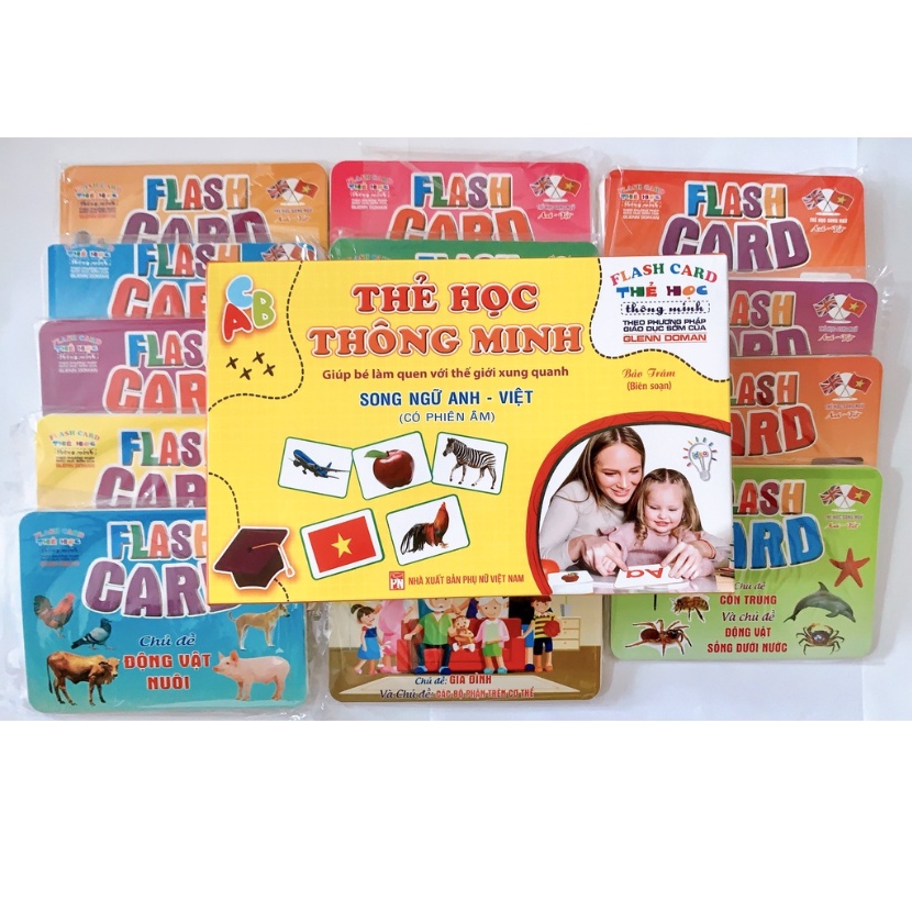 Bộ Thẻ Học Thông Minh 18 Chủ Đề loại to song ngữ tiếng Anh loại chuẩn Glenn Doman Flashcard
