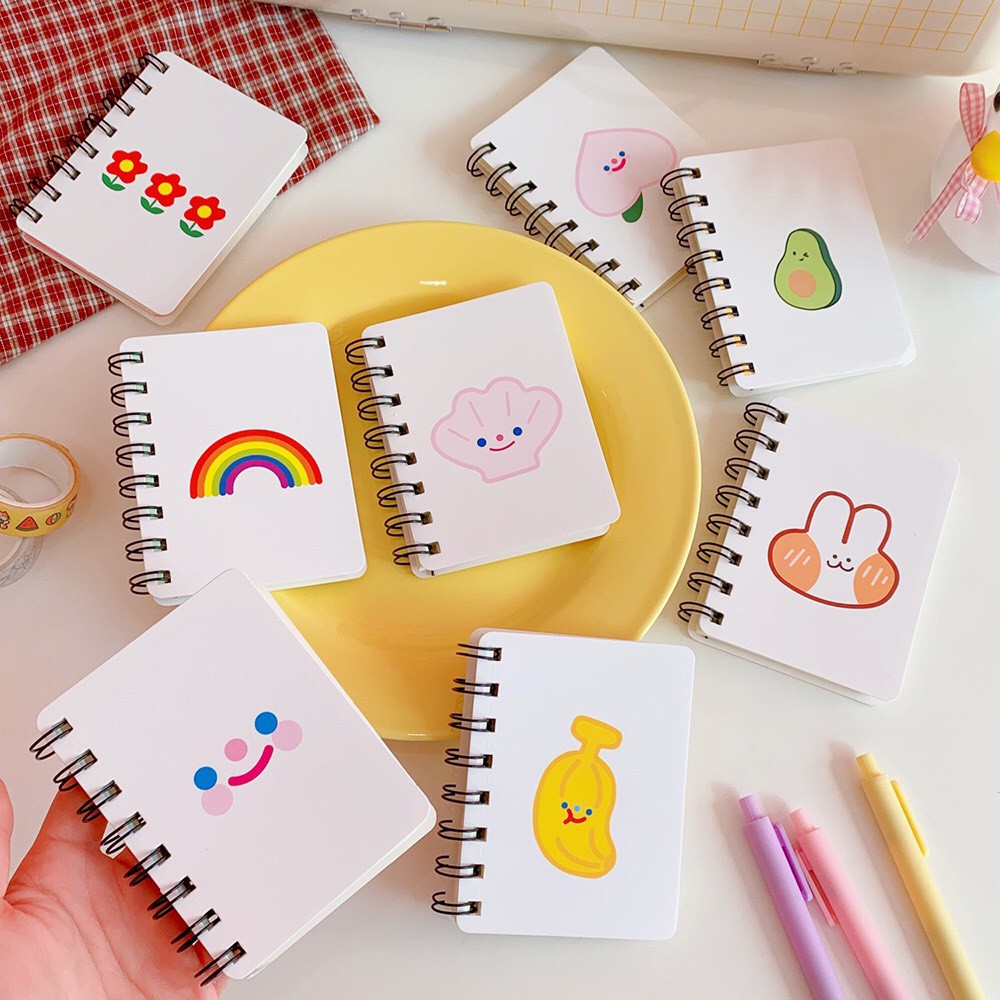 Sổ tay mini gáy xoắn nhiều mẫu dễ thương K06 Taro Stationery