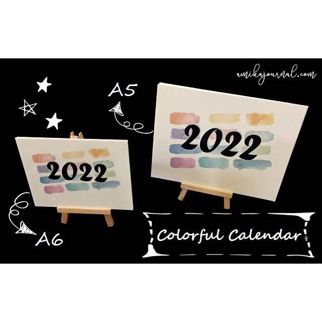 Lịch năm 2022 có âm lịch - COLORFUL CALENDAR BY amika - Giá vẽ gỗ mini trang trí bàn học (MIỄN PHÍ in tên riêng, quote)