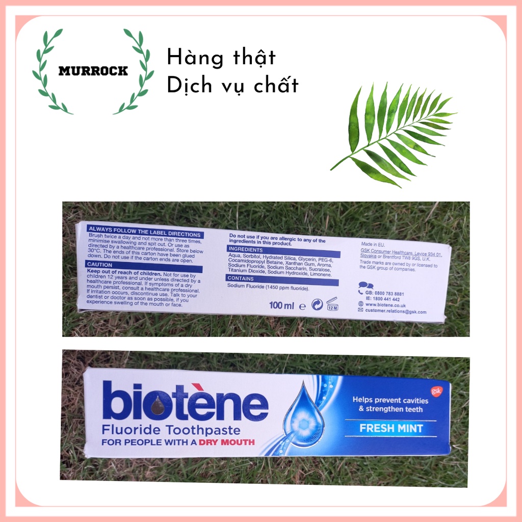 Kem đánh răng khô miệng Biotene Dry Mouth Toothpaste Fresh Mint 100ml UK