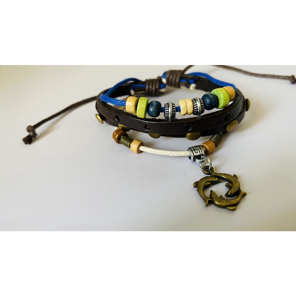 Vòng đeo tay da phong cách cổ điển, cá tính cho nam và nữ