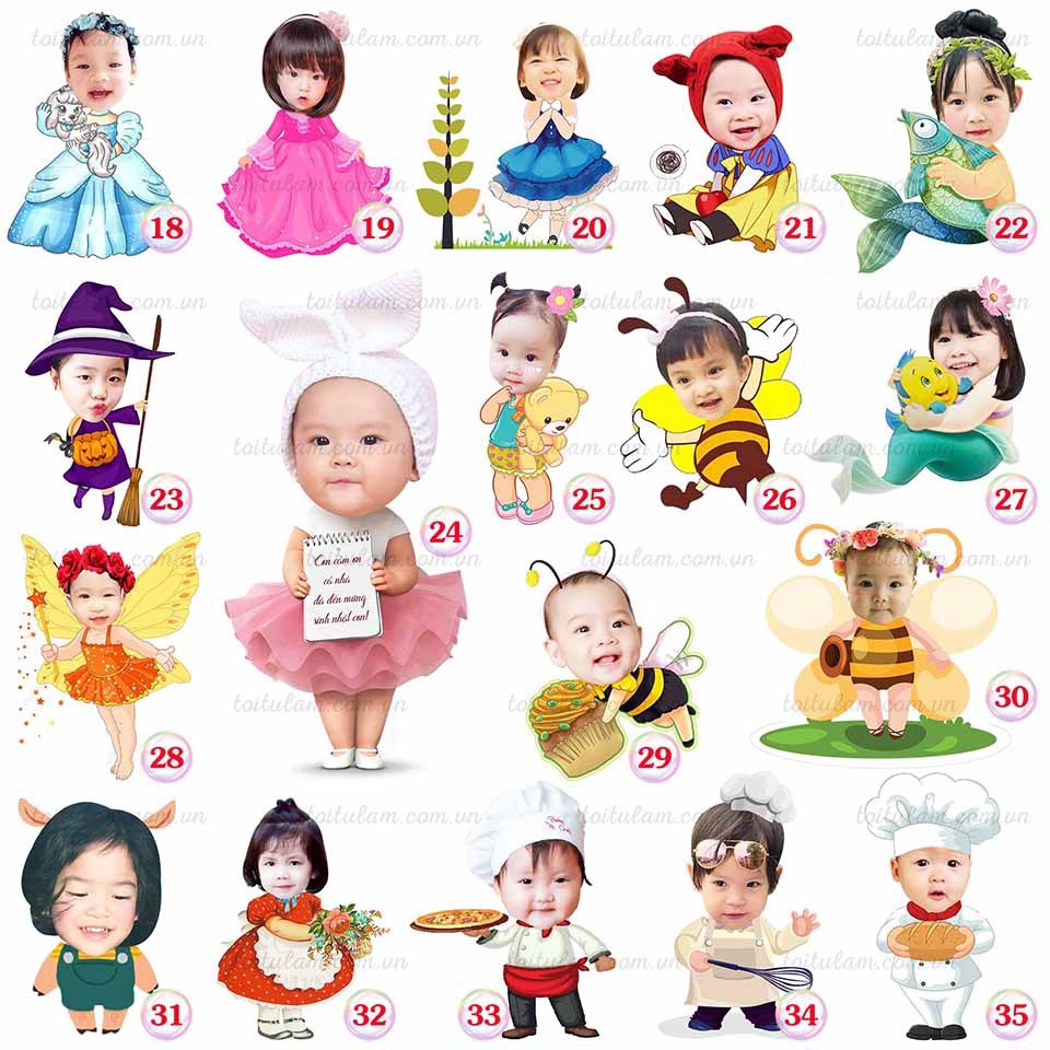 Chibi Sinh nhật bé trai bé gái