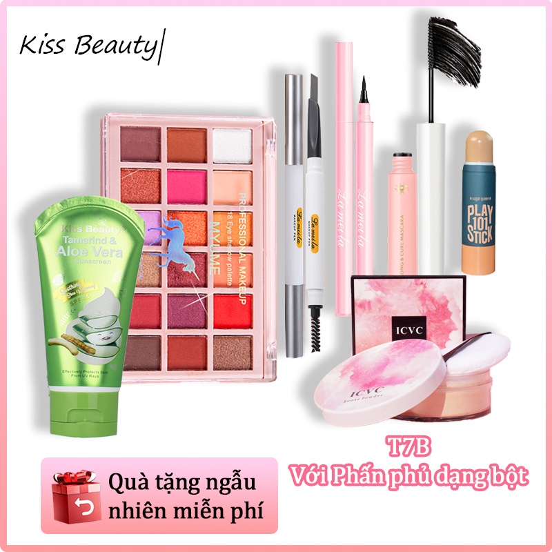 1 bộ 7 miếng bộ trang điểm cho học sinh,bộ make up đầy đủ thích hợp cho người mới bắt đầu