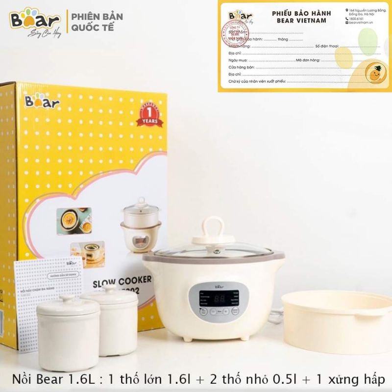 Phụ kiện bộ nồi nấu cháo chậm bear 1,6l