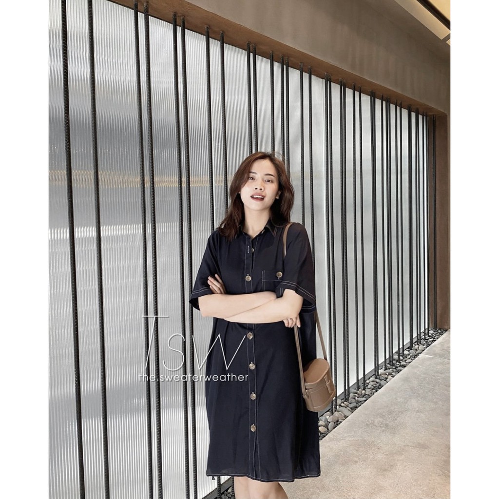 [SỈ SLL] Váy Nữ Đầm Nữ Suông Dáng Kiểu Sơ Mi Màu Trơn Siêu Xinh Phong Cách Hàn Quốc