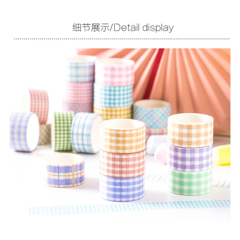 Bộ 4 cuộn washi tape caro rộng 2cm dài 2m/cuộn