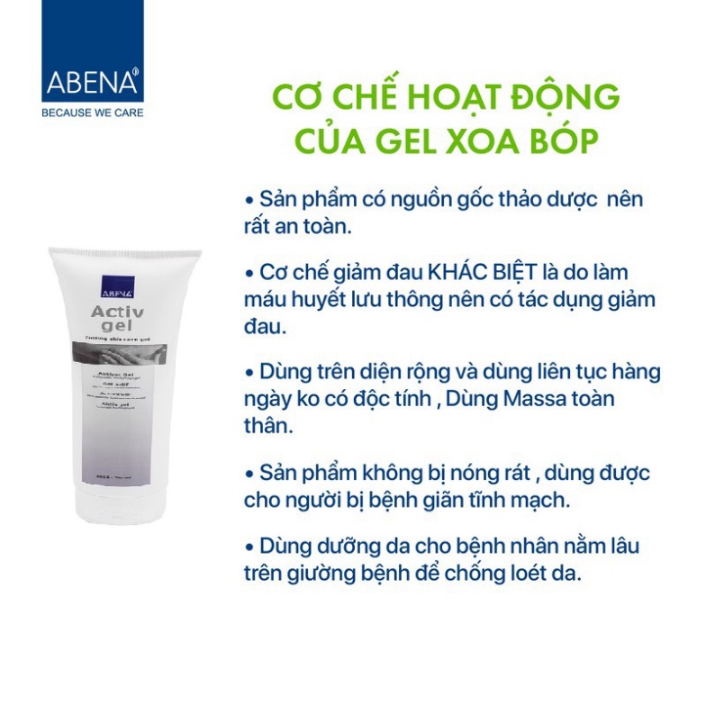 Gel xoa bóp lạnh giảm đau cơ Abena ActivGel Nhập Khẩu Đan Mạch tuýp 20ml