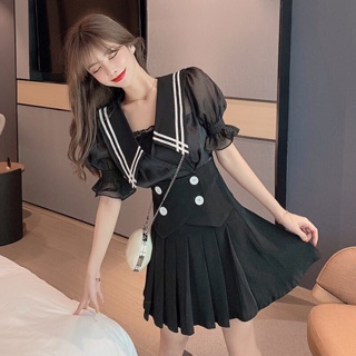 Set Áo Váy Kiểu Dáng Thuỷ Thủ