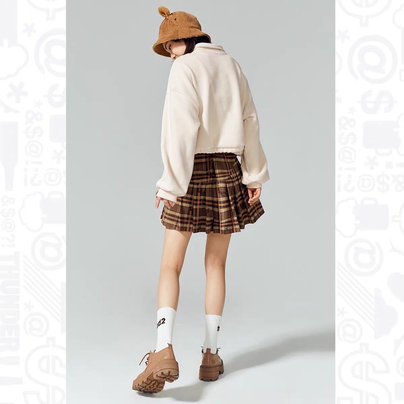 Chân váy sọc nâu Peacebird