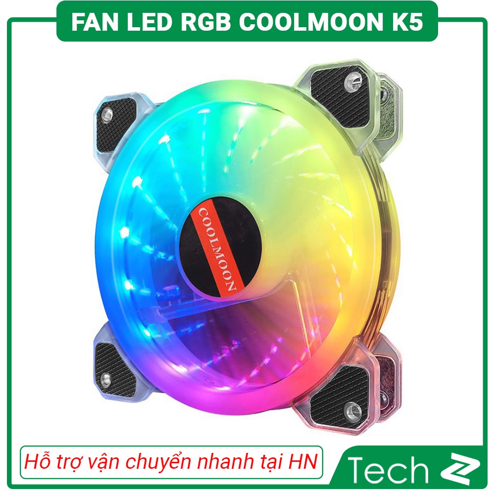 Quạt Tản Nhiệt, Fan Led RGB Coolmoon K5 - Kèm Bộ Hub Và Remote