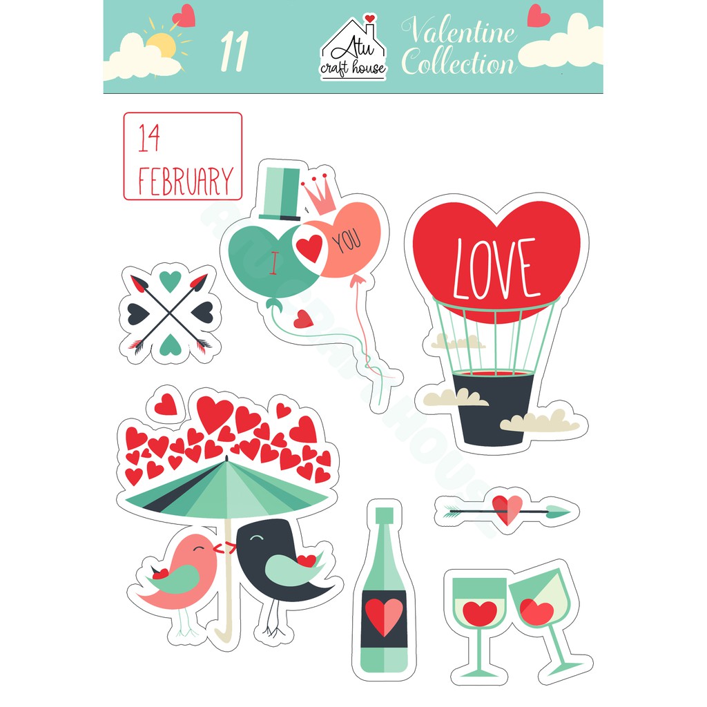 LOVE - Sticker cắt rời (nhiều mẫu) - Sticker die-cut - Nguyên liệu làm Scrapbook Handmade