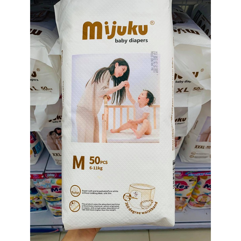 Bỉm quần Mijuku /size M,L,XL,XXL,XXXL/ 1 bịch có 50 miếng/ giá siêu rẻ