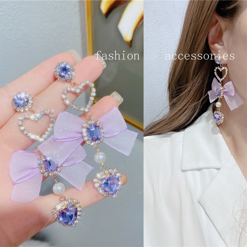 Đôi Bông Tai Dáng Dài Hình Trái Tim Đính Ngọc Trai Thời Trang Cho Nữ 2022