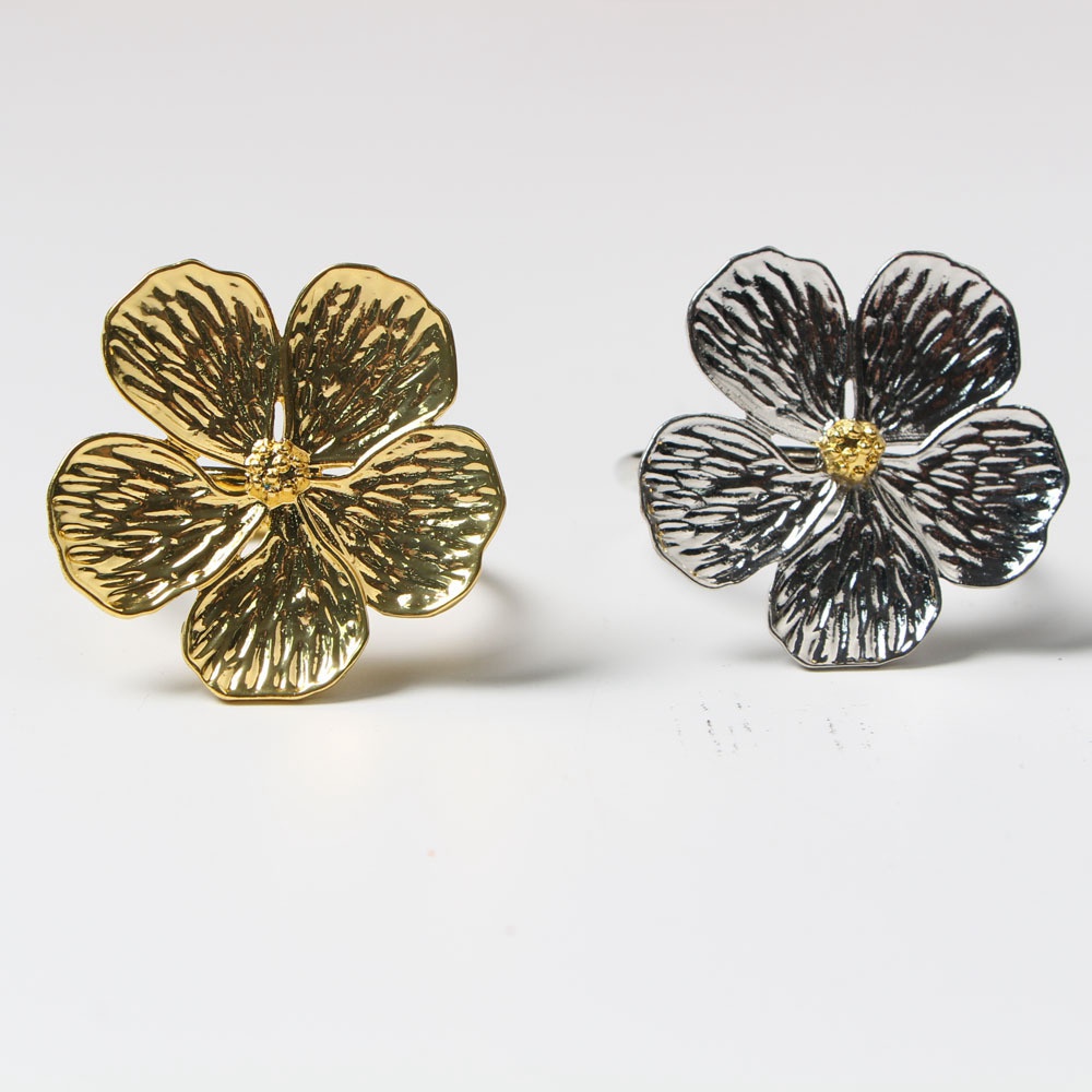 4 / 6 Vòng nhẫn giữ khăn ăn hình hoa may mắn trang trí bàn tiệc tiện lợi