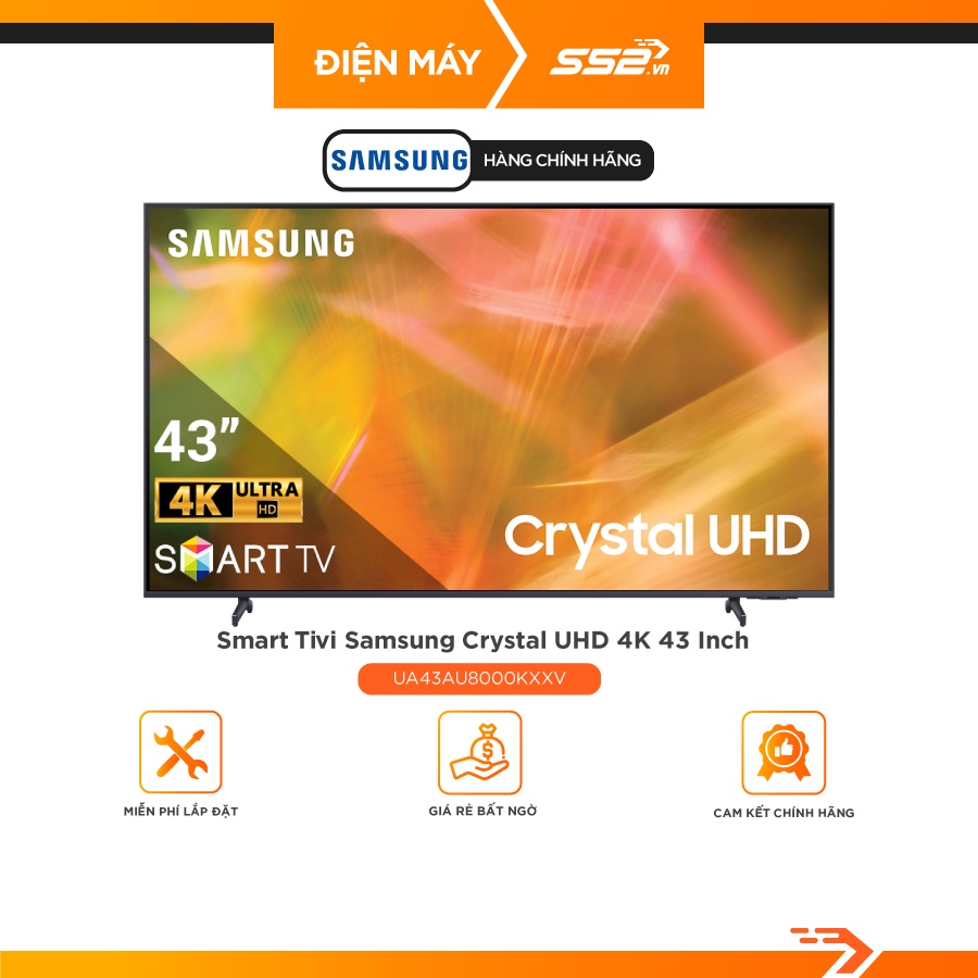 Smart Tivi Samsung Crystal UHD 4K 43 Inch UA43AU8000KXXV - Bảo Hành Chính Hãng