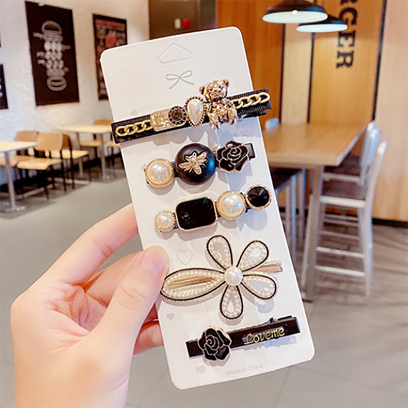 Sét 6 Kẹp Tóc Đính Đá Cài Tóc hình bông hoa Và  Cho Nữ Nhiều Màu Sắc Và Kiểu Dáng, June accessories