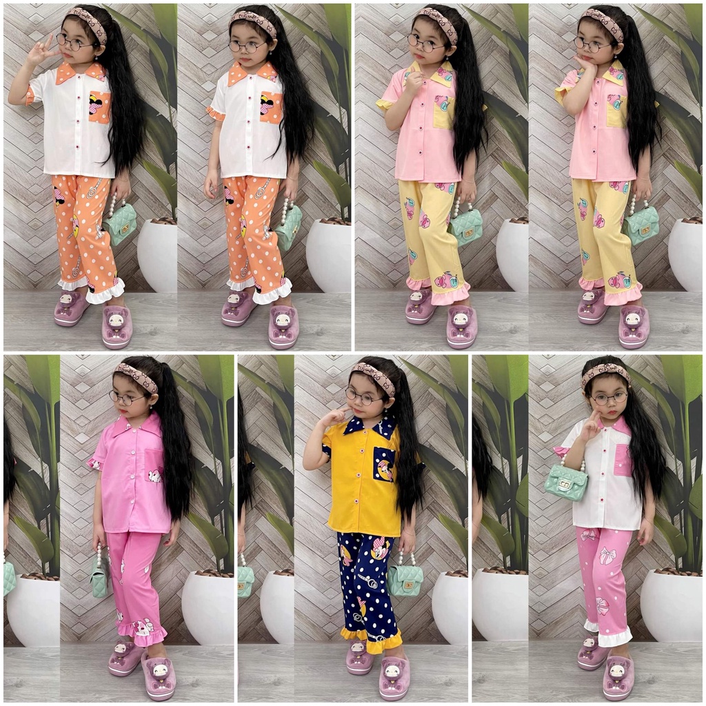 đồ bộ pijama lụa hàn cho bé siêu dể thương