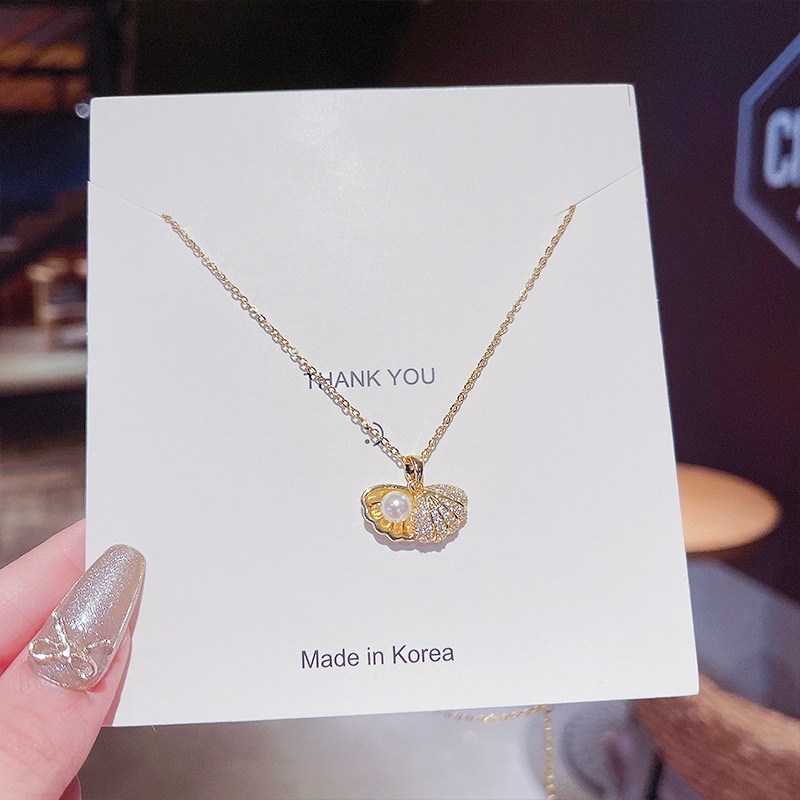 Dây Chuyền Mặt Vỏ Sò Đính Đá Zircon Thời Trang Sang Trọng 2022