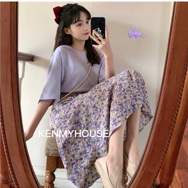 Chân váy hoa ulzzang 🌸 [ HÌNH THẬT+CLIP, hàng QC]