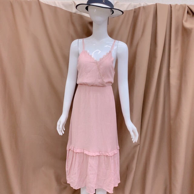 Đầm maxi 2 dây co giãn eo buộc vai viền ren💋 freeship ảnh thật clip ❤️ Hàng Đẹp ❤️