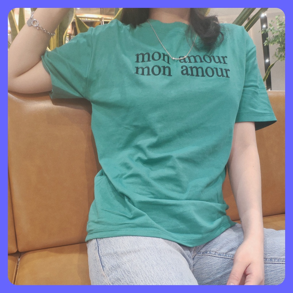 Áo phông nam nữ oversize tay lửng áo đôi in chữ Mon cá tính vải cotton khô cao cấp Quảng Châu hottrend mùa hè ẢNH THẬT