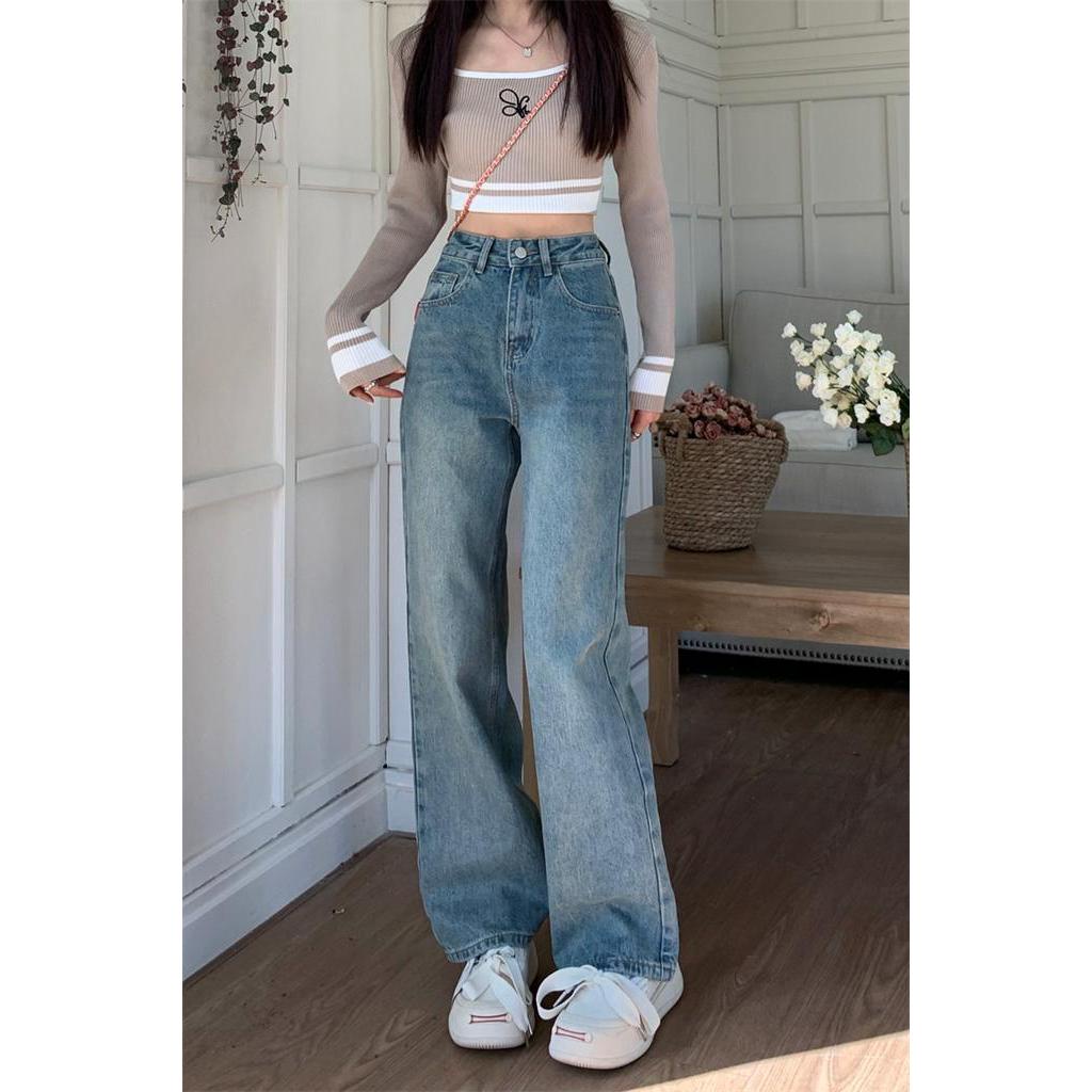 Quần Denim Ống Suông Rộng Lưng Cao Thời Trang Cá Tính 63077