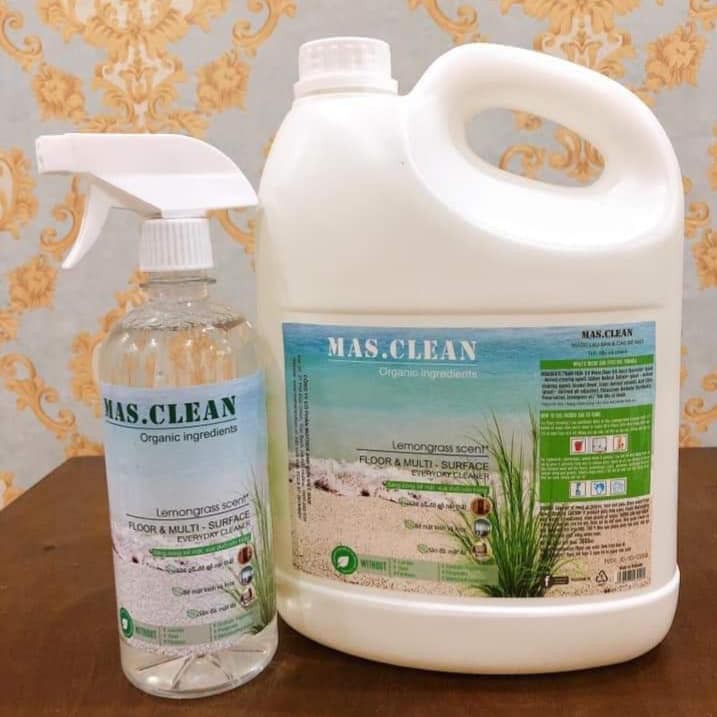 Nước lau sàn hữu cơ MasClean tinh dầu Sả Chanh diệt khuẩn và đuổi muỗi côn trùng can 3.8L