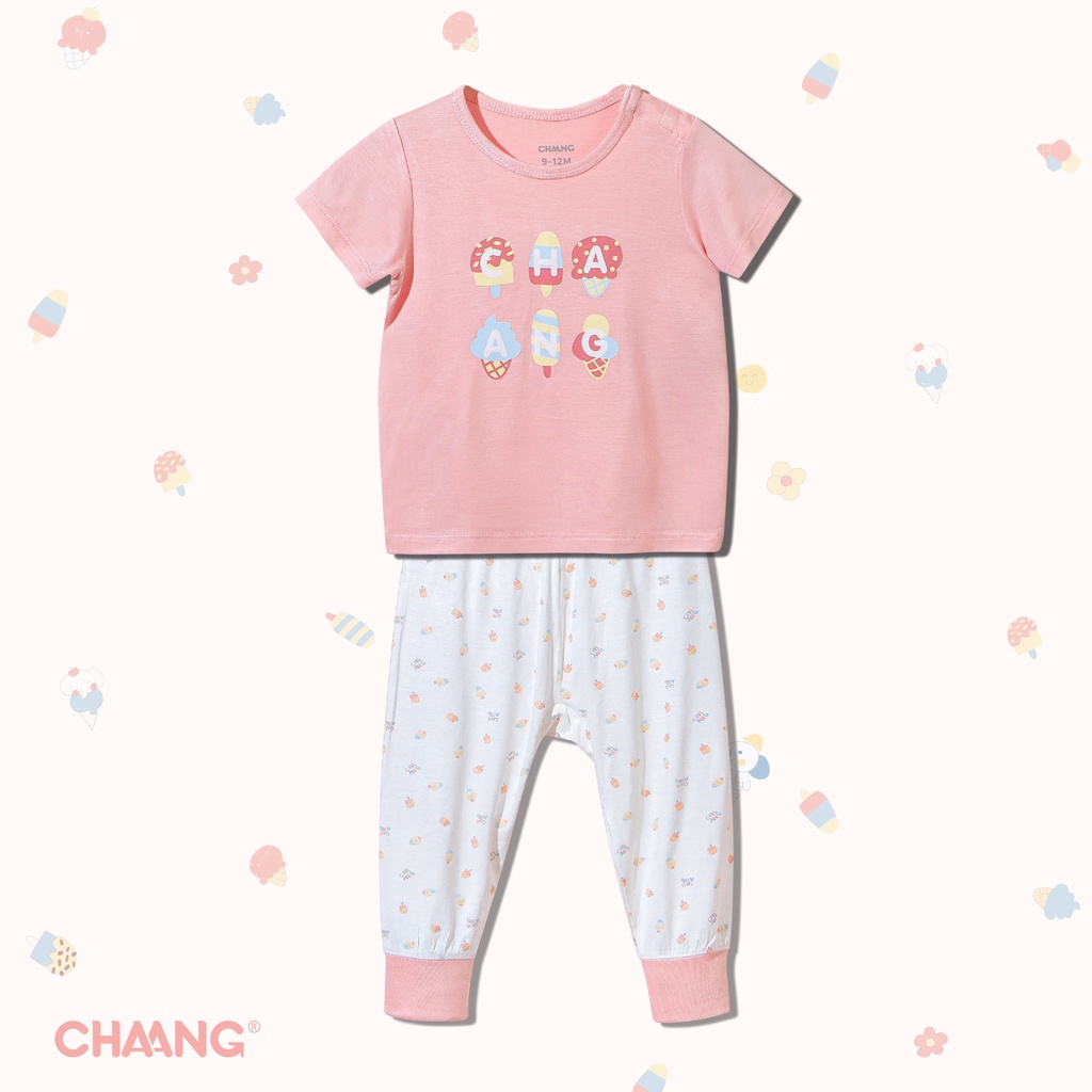 [CHÍNH HÃNG] Bộ áo cộc tay quần dài trẻ em cúc vai summer Chaang