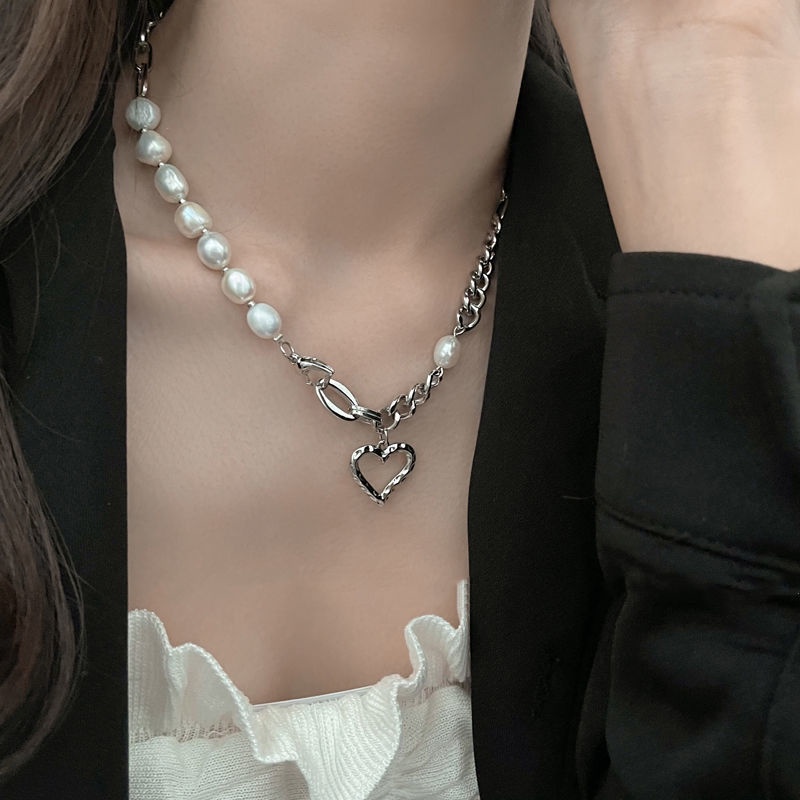 Vòng cổ đính ngọc trai nhân tạo hình trái tim sang trọng thời trang mùa hè cho nữ