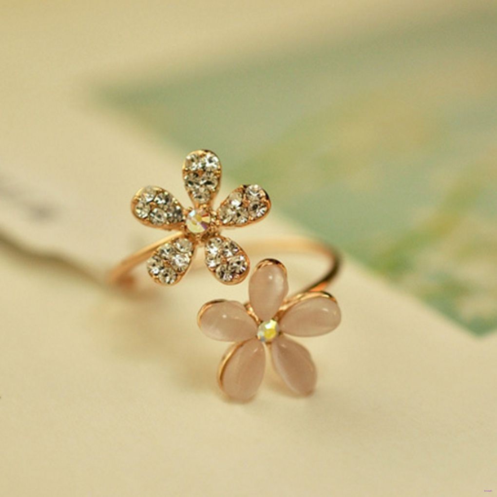 Nhẫn Đeo Tay Kim Loại Tạo Hình Hoa Đính Đá Thời Trang Cho Nữ