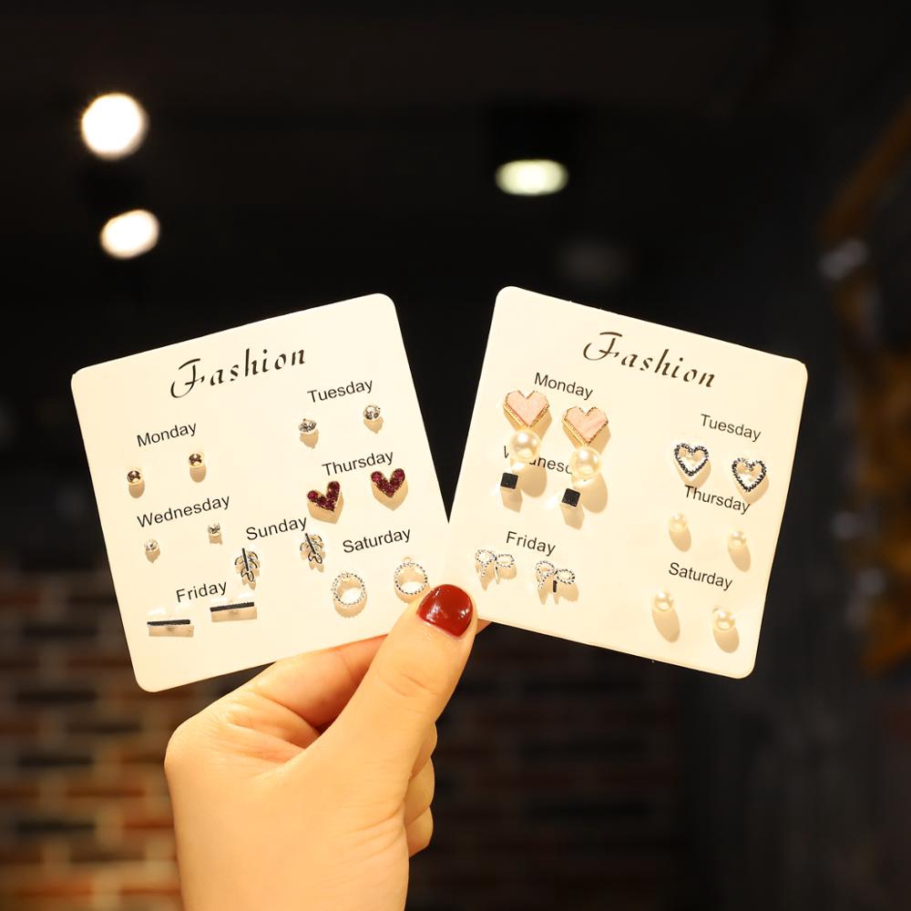 Set 6 đôi khuyên tai một tuần thời trang làm quà tặng ngày lễ tình nhân cho nữ / học sinh