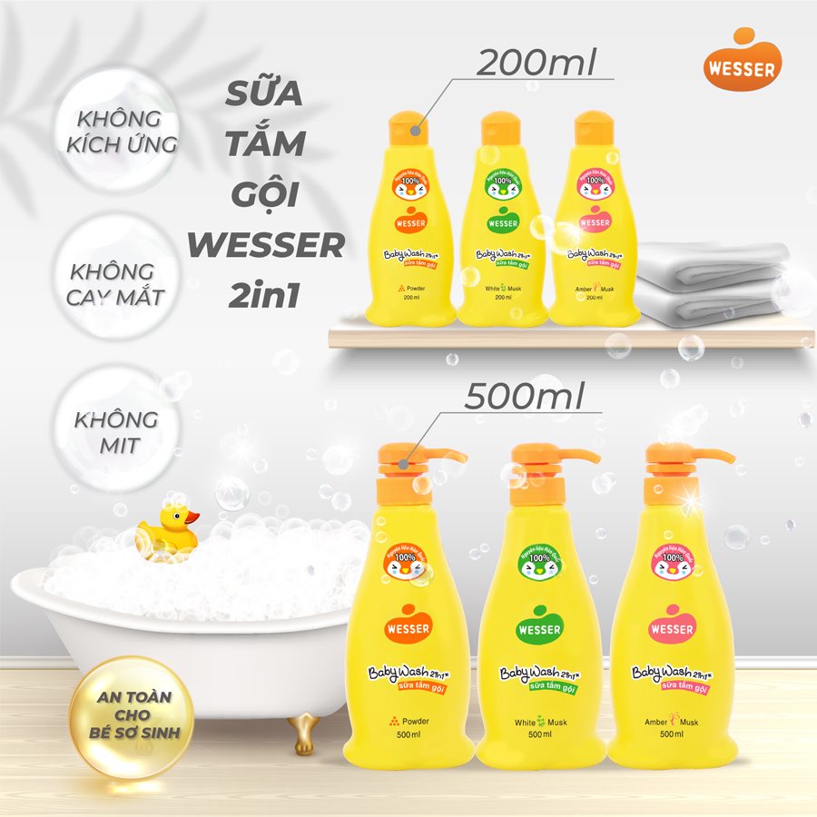 Sữa tắm gội toàn thân cho bé Wesser 200ml/ 500ml