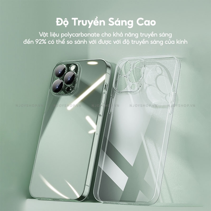 Ốp Lưng Trong Suốt Chống Ố Vàng Memumi Glitter Camshield Mặt Lưng Pc Cứng Chống Trầy Viền Bảo Vệ Camera Cho Ip13 Pro Max