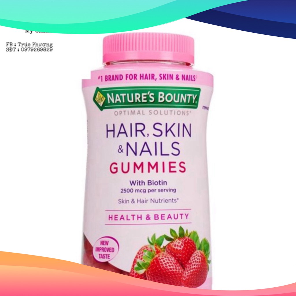 XẢ LỖ  🇺🇸 KẸO DẺO MỌC TÓC, MÓNG, ĐẸP DA HAIR SKIN NAILS GUMMIES 2 vị Dâu và Cam 82 & 230viên CỦ XẢ