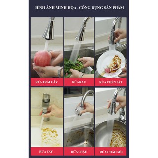 Đầu vòi nước tăng áp 360 độ