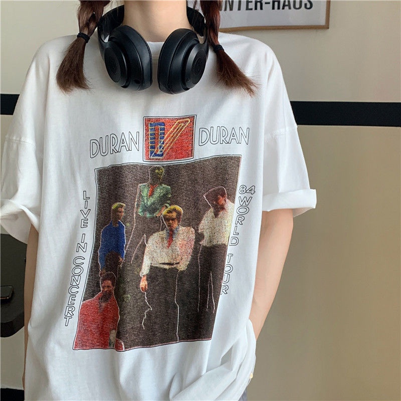 Áo thun cotton ngắn tay dáng rộng thiết kế mới thời trang mùa hè theo phong cách hồng kông năng động