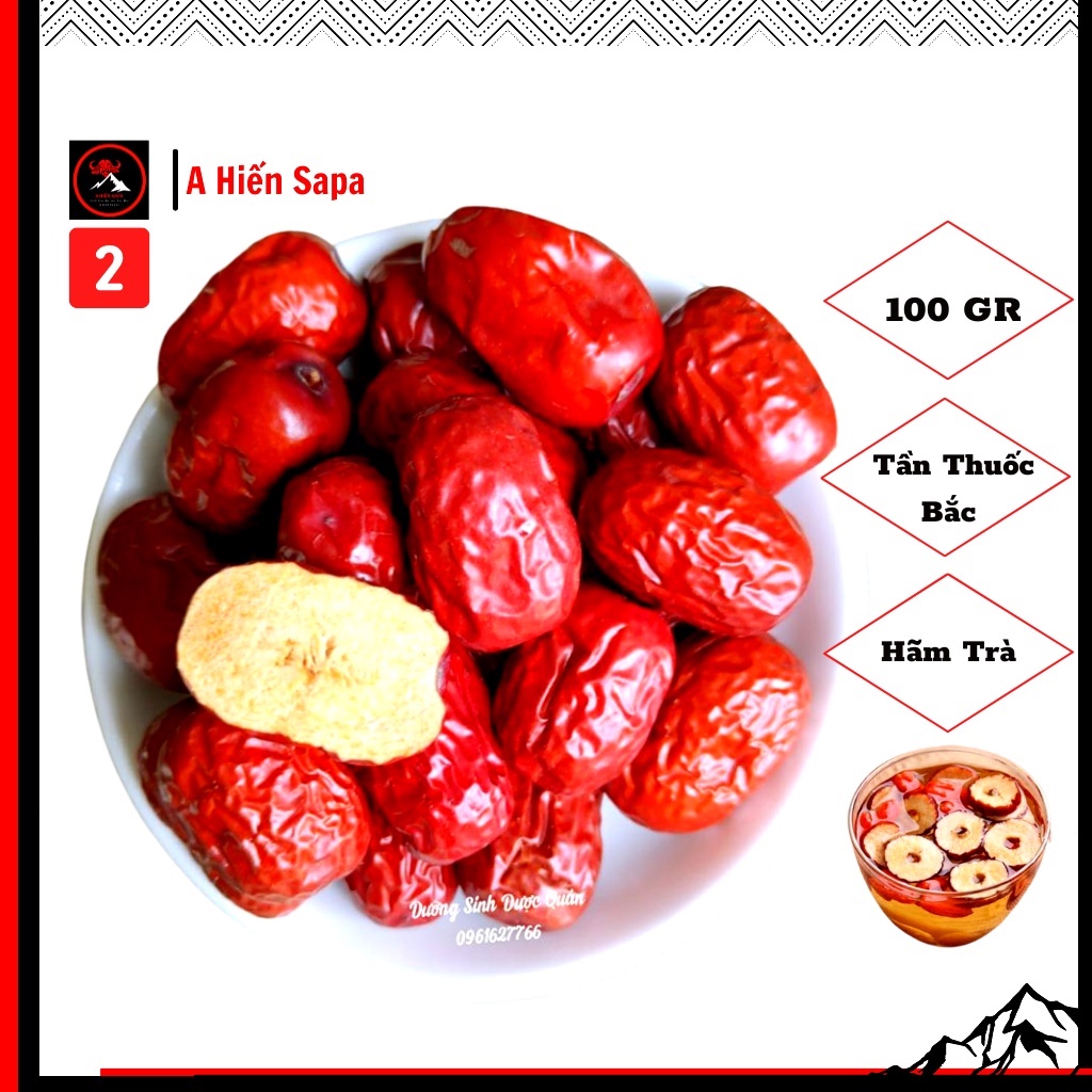 Táo đỏ khô Tân Cương gói 100gr thơm ngon bổ dưỡng ăn thử, hãm trà tần gà nấu cháo đều ngon, c.hống