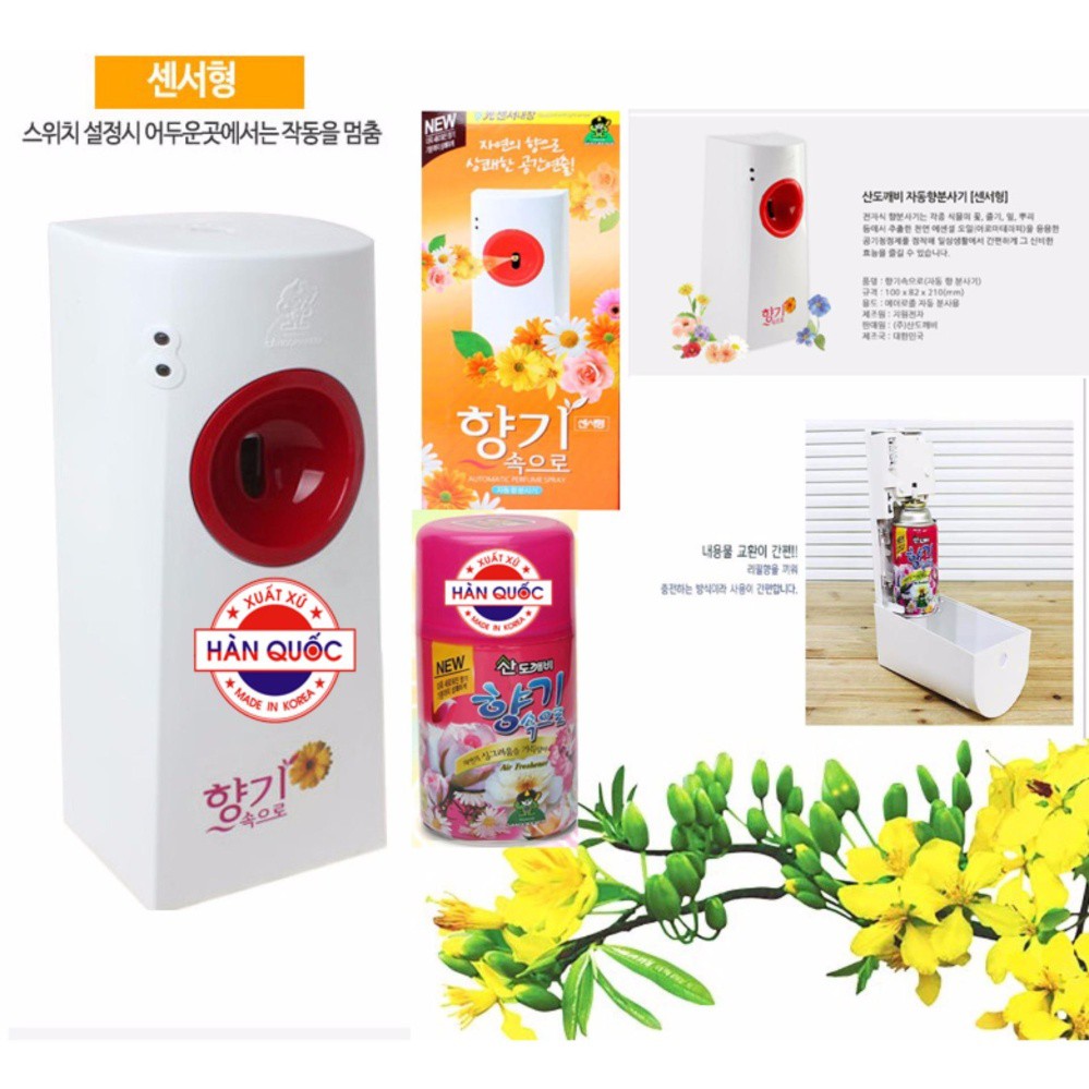 Bộ 1 máy xịt phòng cam biến ánh sáng Sandokkaebi va 1 chai xịt phòng Hàn Quốc TI656