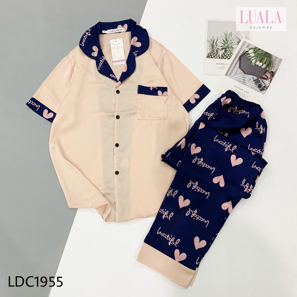 LUALA PYJAMAS - Đồ Ngủ Lụa Satin Cao Cấp Dài Cộc Tim Chữ Ký