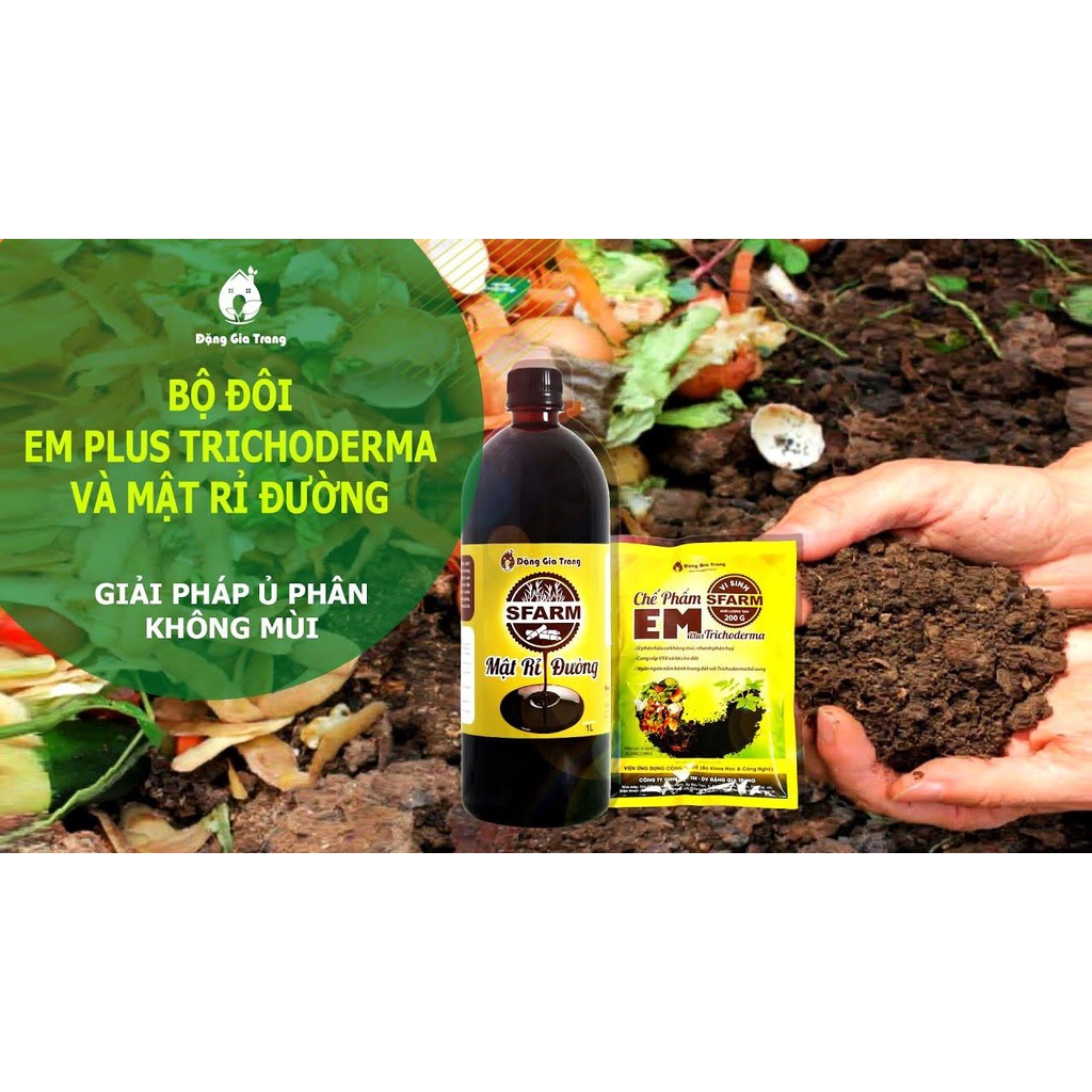 COMBO Ủ RÁC THẢI CHẾ PHẨM EM SFARM 200GR VÀ MẬT RỈ ĐƯỜNG SFARM 1 LÍT -  CHÍNH HÃNG