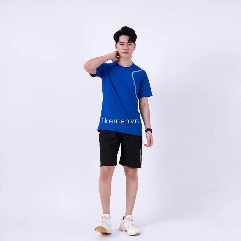 Bộ thể thao nam cổ tròn chất thun lạnh, bộ quần áo nam KEEP TRAINING co giãn nhẹ | BigBuy360 - bigbuy360.vn