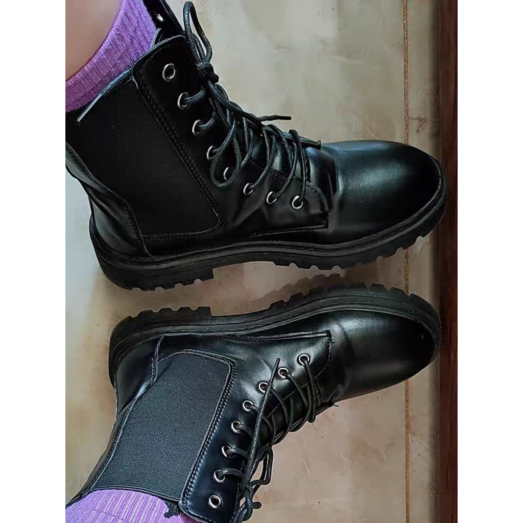 (ORDER- Sẵn 40) Giày ulzzang cao cổ da phối len( Ảnh thật ở cuối) | BigBuy360 - bigbuy360.vn