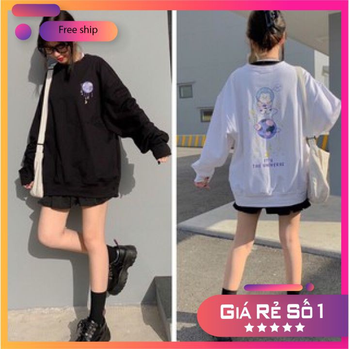 [Xả Kho 02]Áo Thun Tay Dài Nữ Form Rộng SWEATER Cổ Tròn In Hình Hoạ Tiết Freesize Ulzzang Hottrend 2021