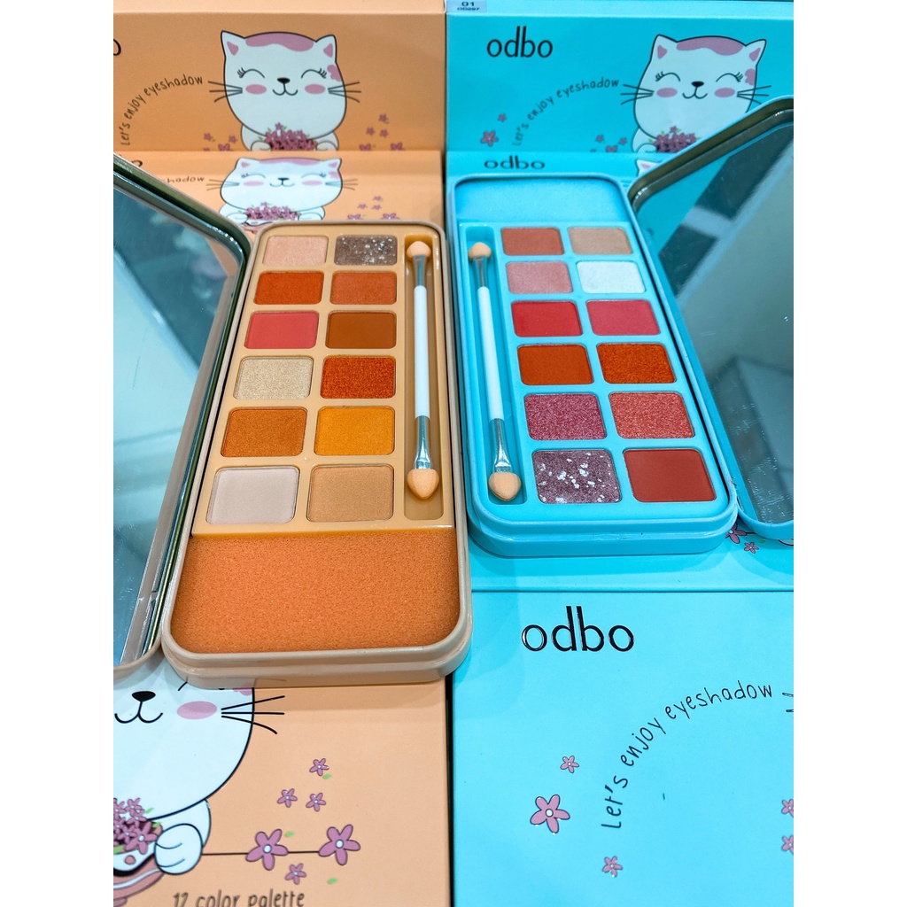 Bảng 12 Ô Phấn Mắt Odbo Mèo Trắng Let's Enjoy Eyeshadow Palette OD297 Thái Lan