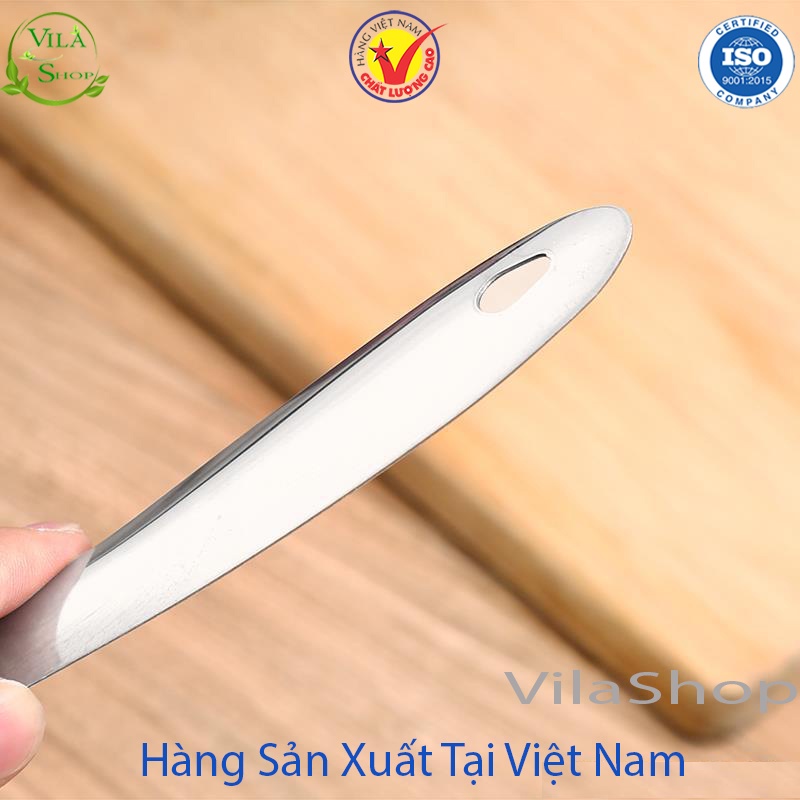 Muỗng Inox, Muỗng Múc Canh Inox Cán Cong Trơn 25.5 cm &amp; Cán Thẳng 22.5 cm Chính Hãng Việt Nhật Sản Xuất Trong Nước